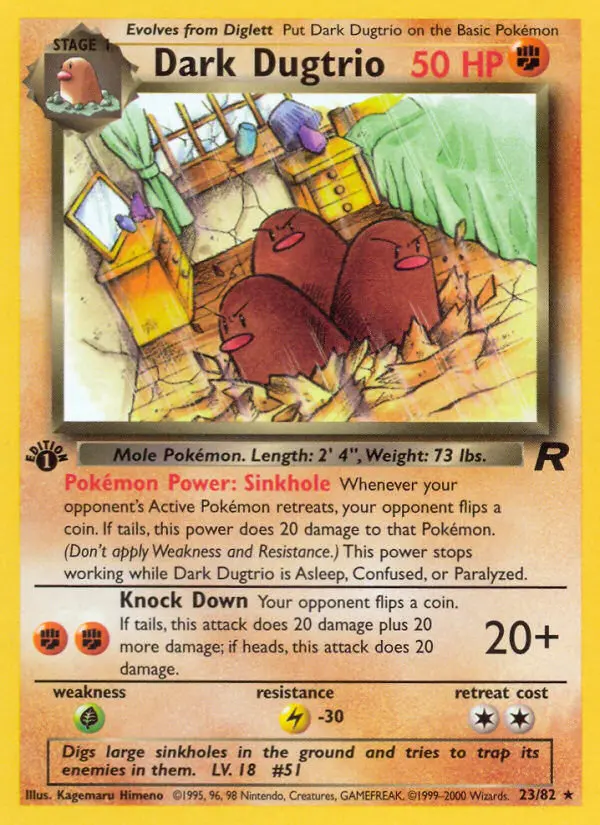 Dark Dugtrio 23 card from Team Rocket