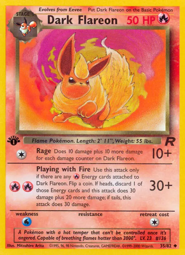 Dark Flareon 35 card from Team Rocket