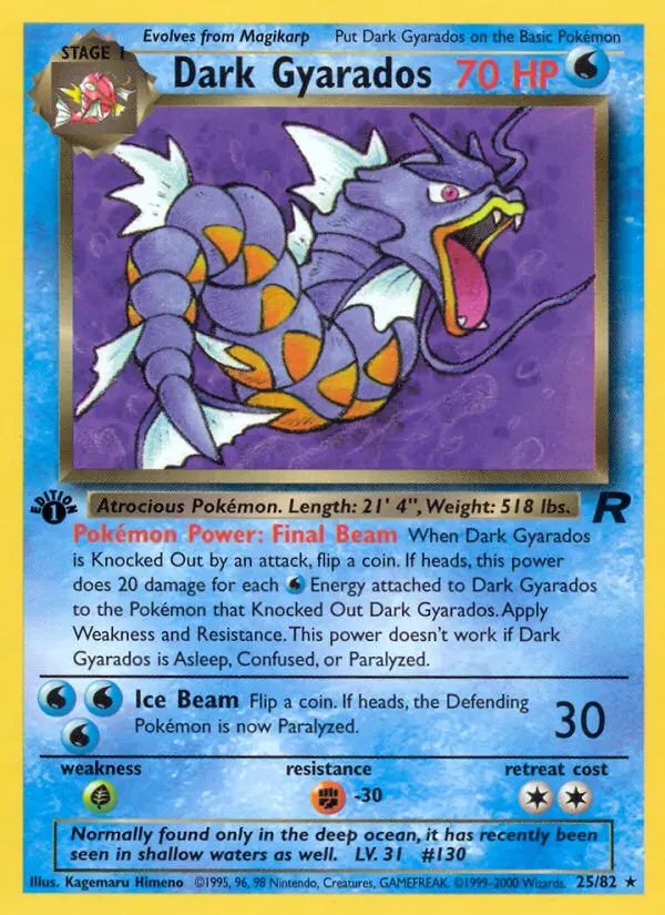 Dark Gyarados 25 card from Team Rocket