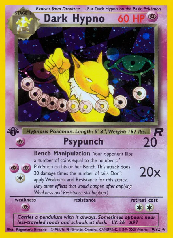 Dark Hypno 9 card from Team Rocket