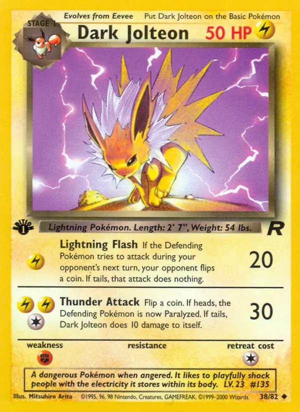 Dark Jolteon 38 card from Team Rocket