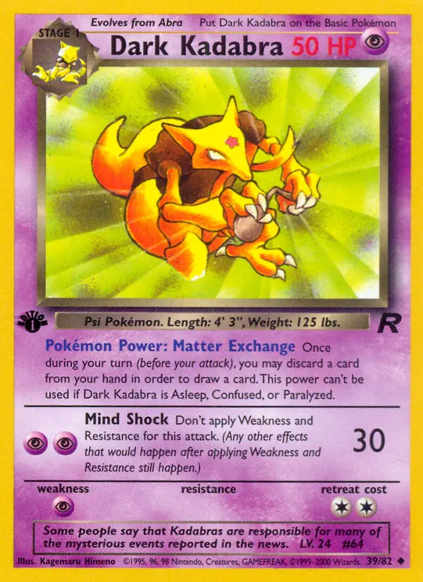 Dark Kadabra 39 card from Team Rocket