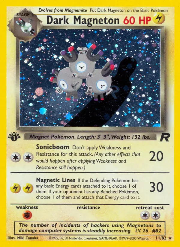 Dark Magneton 11 card from Team Rocket