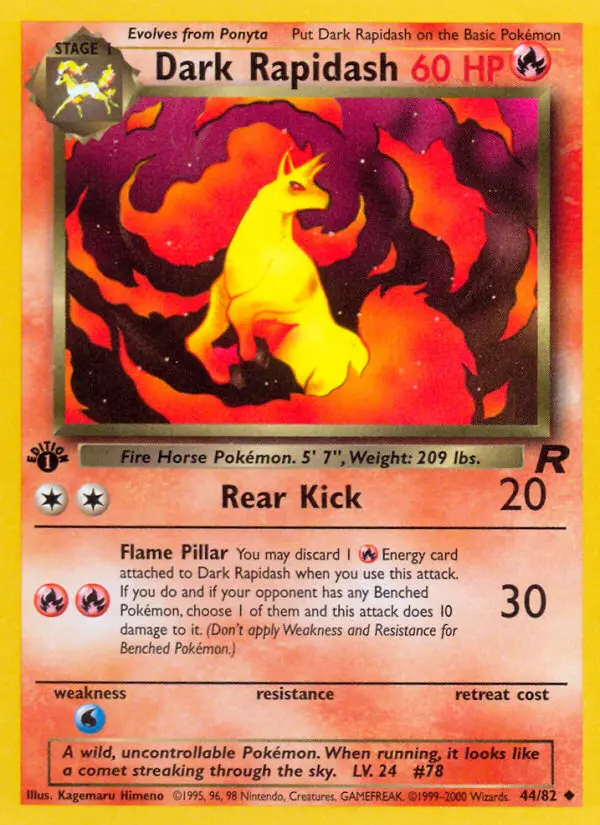 Dark Rapidash 44 card from Team Rocket