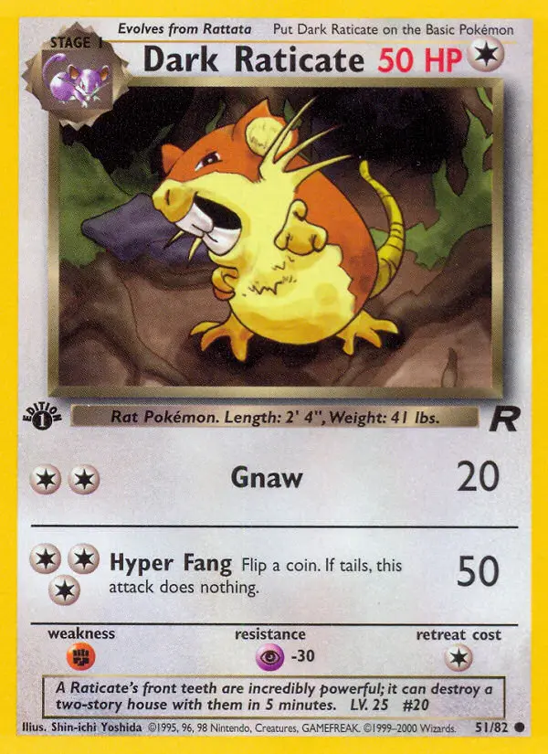 Dark Raticate 51 card from Team Rocket