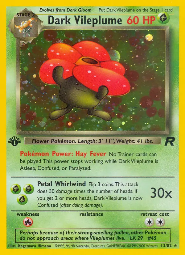 Dark Vileplume 13 card from Team Rocket