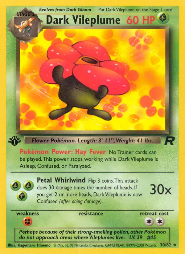 Dark Vileplume 30 card from Team Rocket