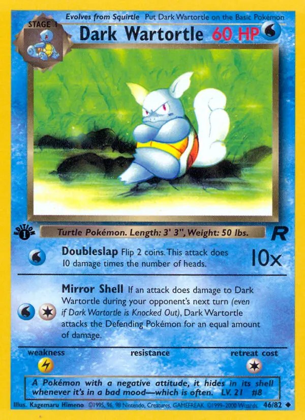 Dark Wartortle 46 card from Team Rocket