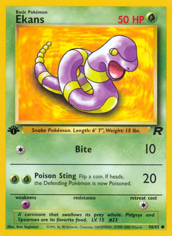 Ekans 56 card from Team Rocket