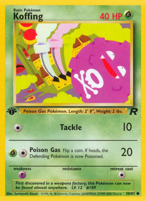 Koffing 58 card from Team Rocket