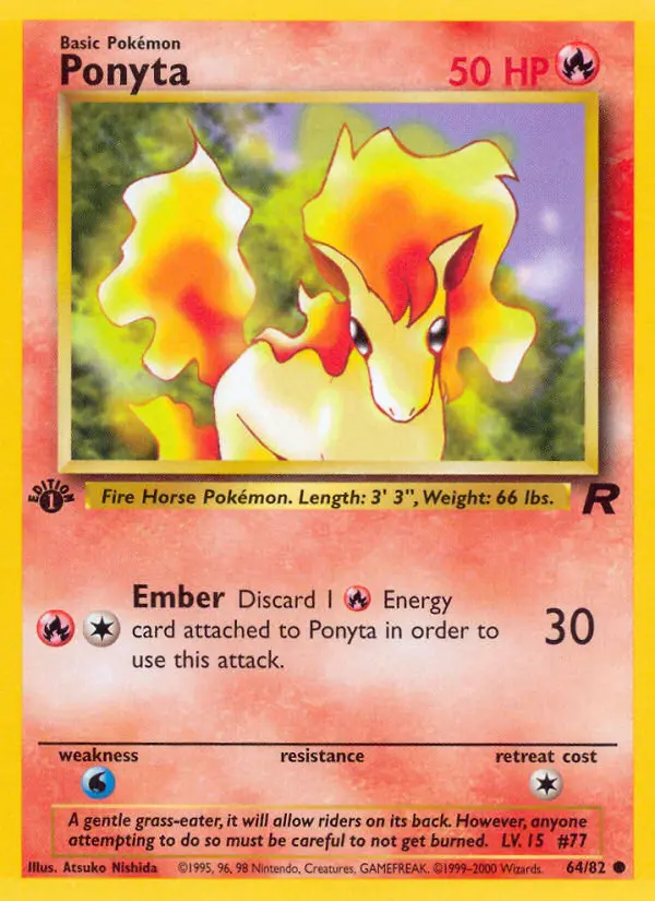 Ponyta 64 card from Team Rocket