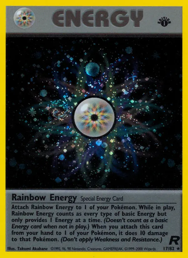 Rainbow Energy 17 — Team Rocket 17, 1st Edition Holofoil finish