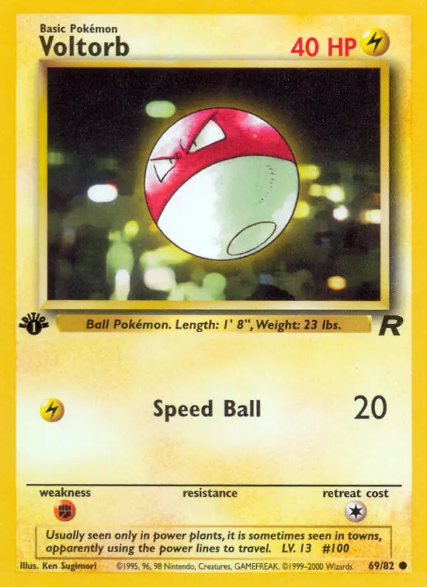 Voltorb 69 card from Team Rocket