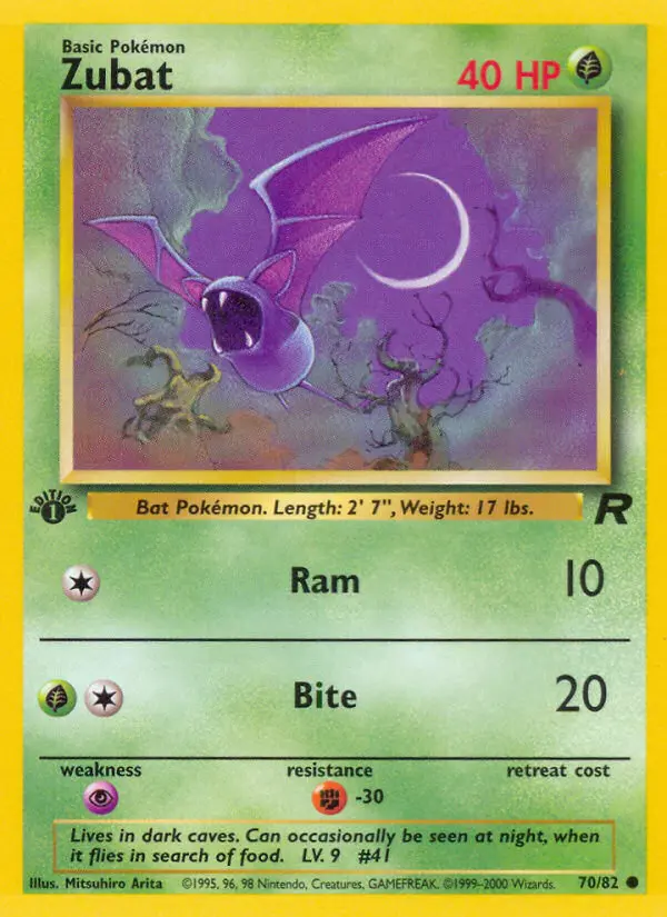 Zubat 70 card from Team Rocket