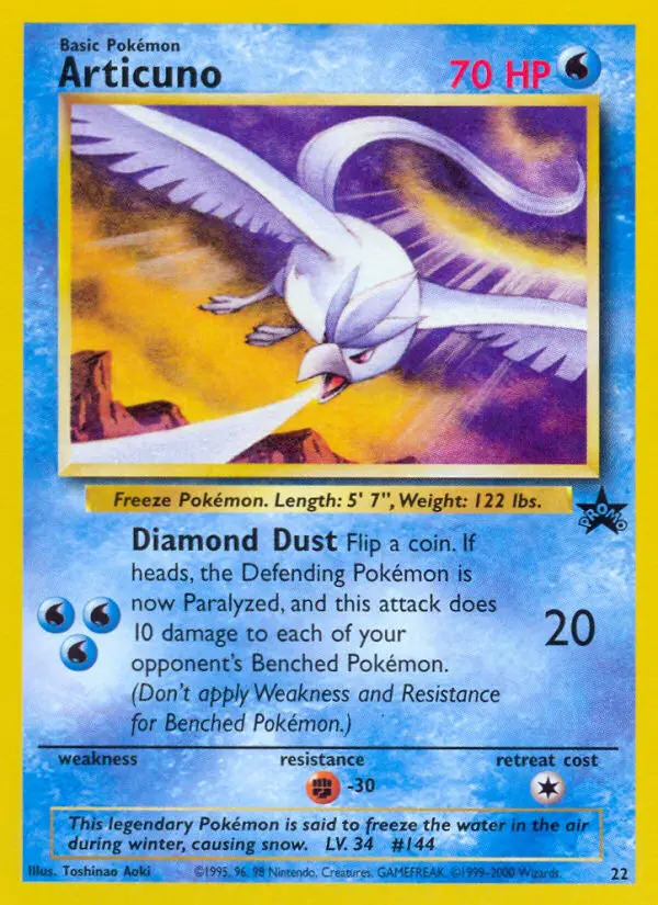 Articuno 22 card from Wizards Black Star Promos