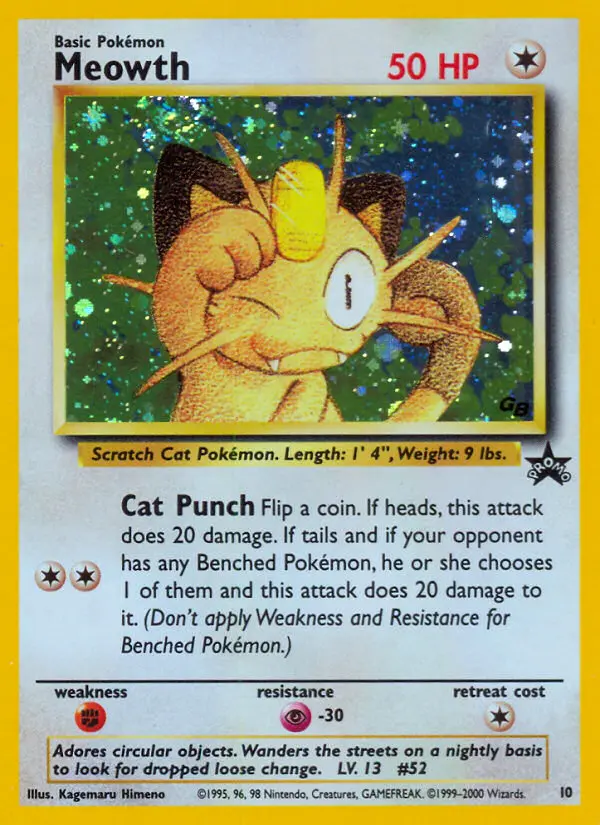 Meowth 10 card from Wizards Black Star Promos
