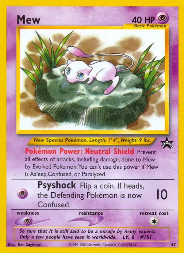 Mew 47 card from Wizards Black Star Promos