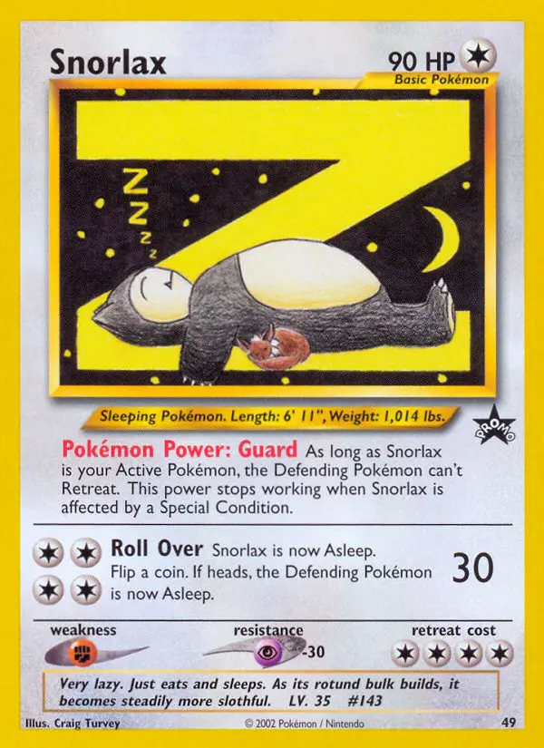 Snorlax 49 card from Wizards Black Star Promos