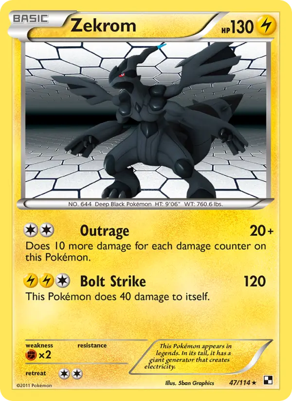 Zekrom 47 card from Black & White
