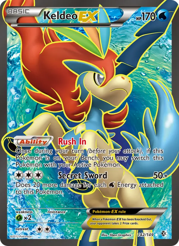 Keldeo-EX 142 card from Boundaries Crossed