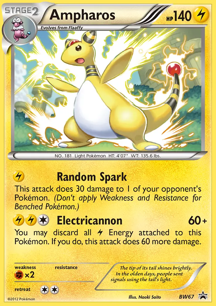 Ampharos BW67 card from BW Black Star Promos