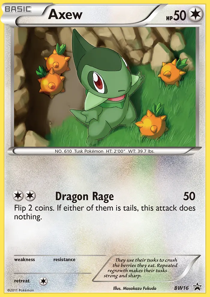 Axew BW16 card from BW Black Star Promos