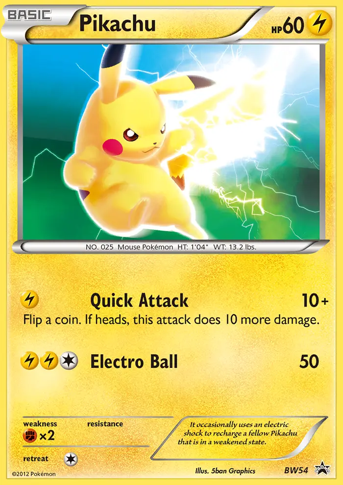 Pikachu BW54 — BW Black Star Promos BW54, Normal finish