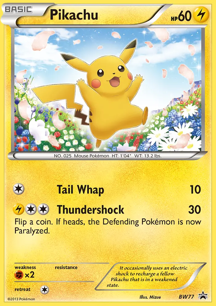 Pikachu BW77 card from BW Black Star Promos