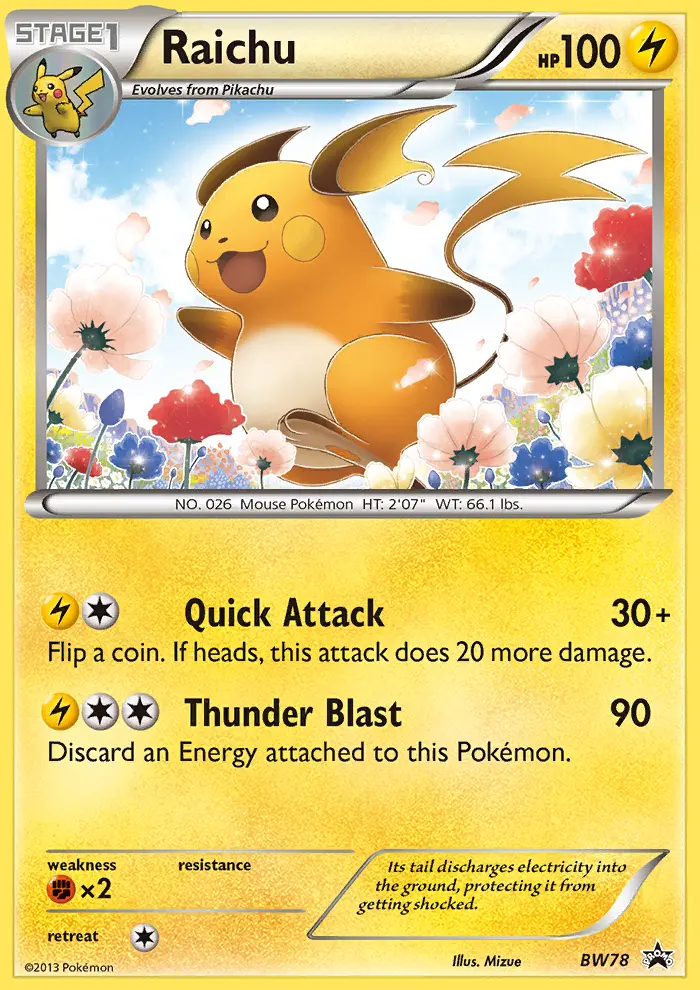 Raichu BW78 card from BW Black Star Promos