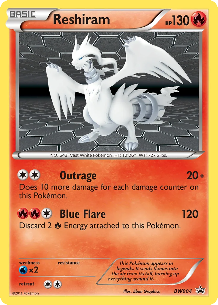 Reshiram BW004 card from BW Black Star Promos