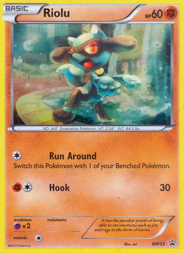 Riolu BW33 card from BW Black Star Promos