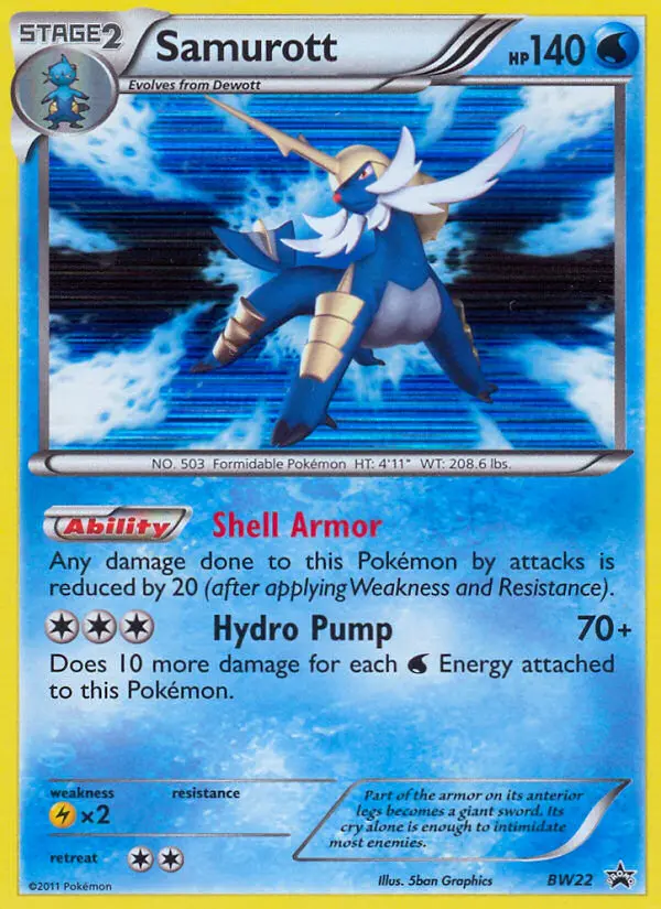 Samurott BW22 card from BW Black Star Promos