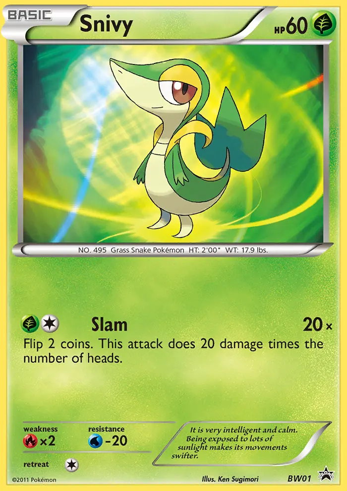 Snivy BW01 card from BW Black Star Promos