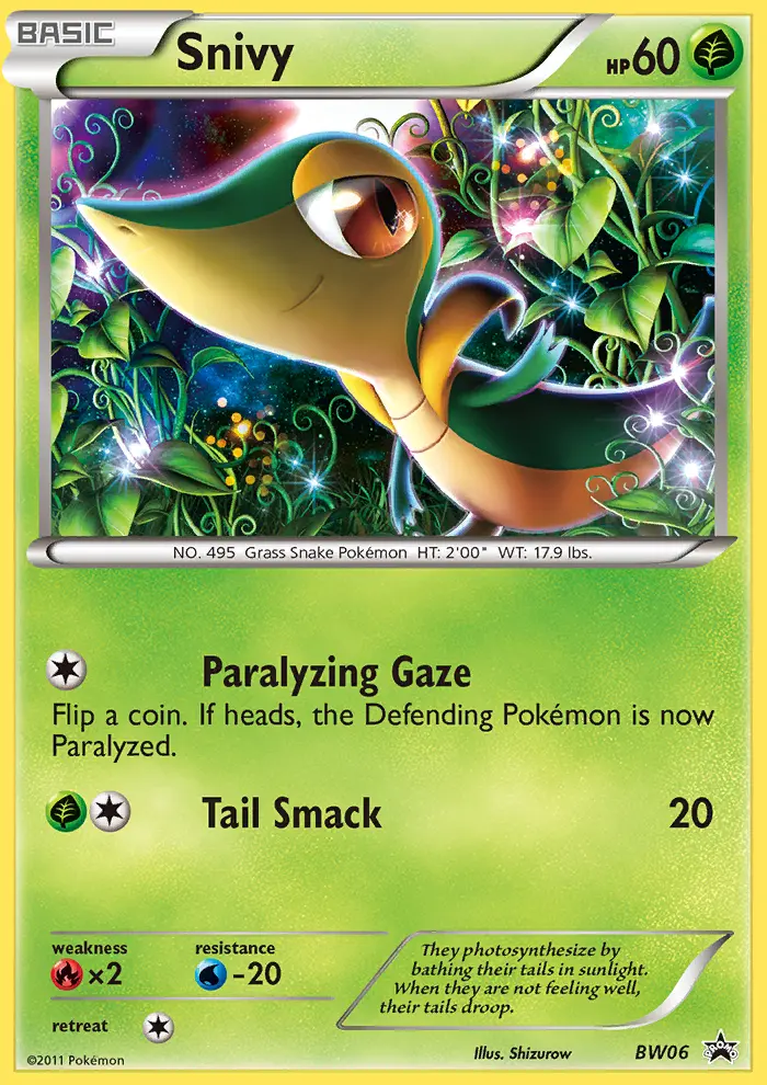 Snivy BW06 card from BW Black Star Promos