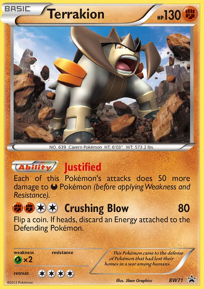 Terrakion BW71 card from BW Black Star Promos