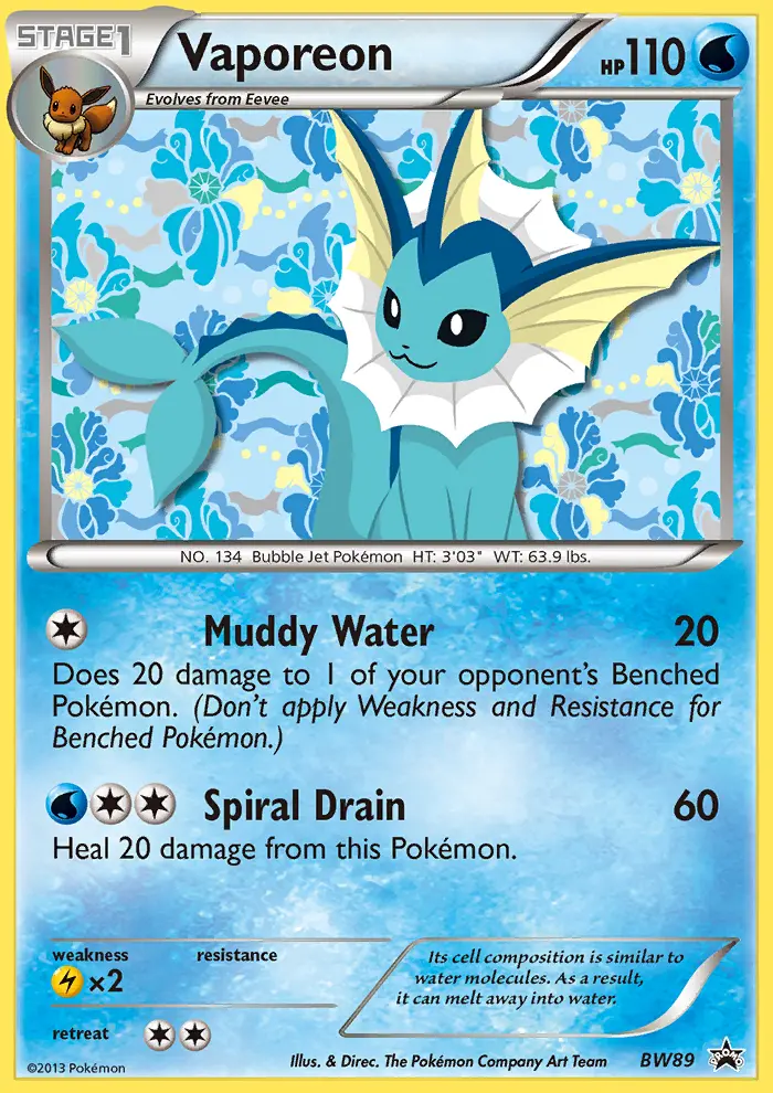 Vaporeon BW89 card from BW Black Star Promos