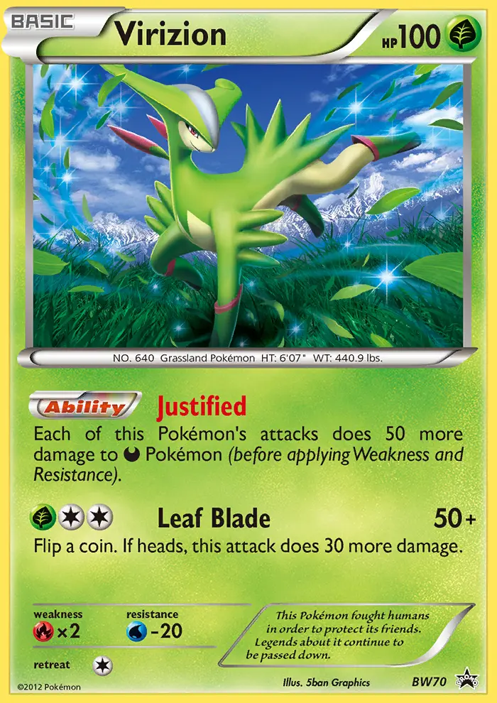 Virizion BW70 — BW Black Star Promos BW70, Holofoil finish