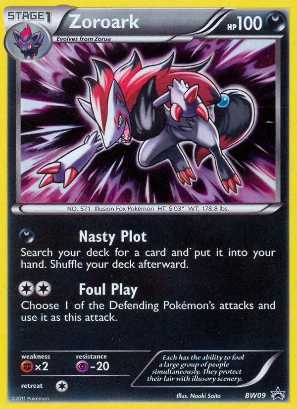 Zoroark BW09 card from BW Black Star Promos