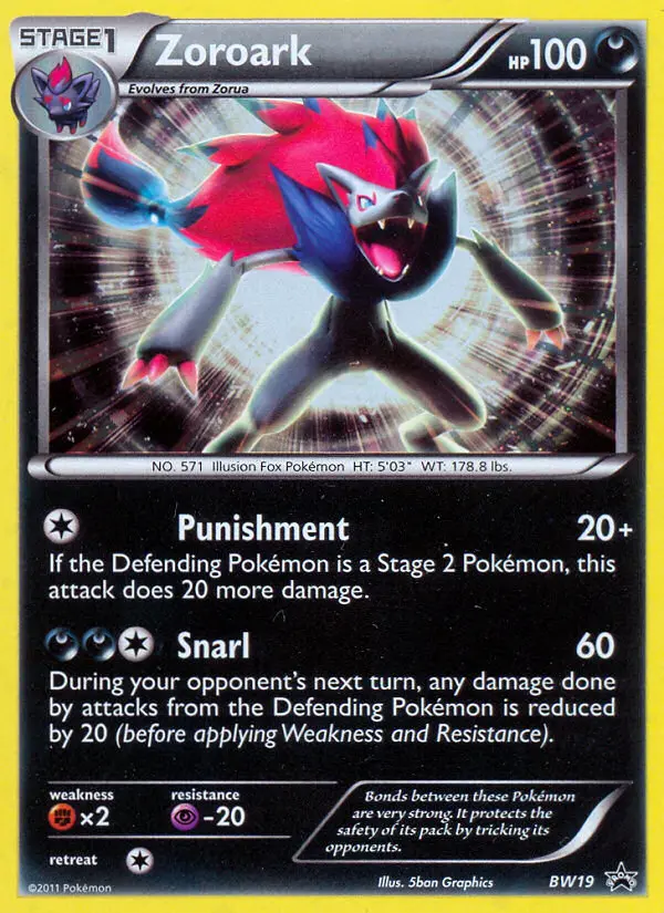 Zoroark BW19 card from BW Black Star Promos