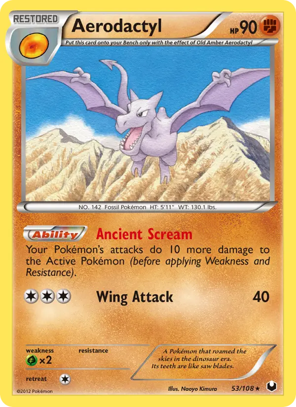 Aerodactyl 53 card from Dark Explorers