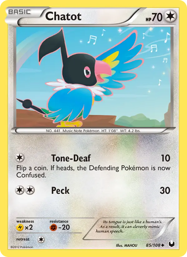 Chatot 85 card from Dark Explorers