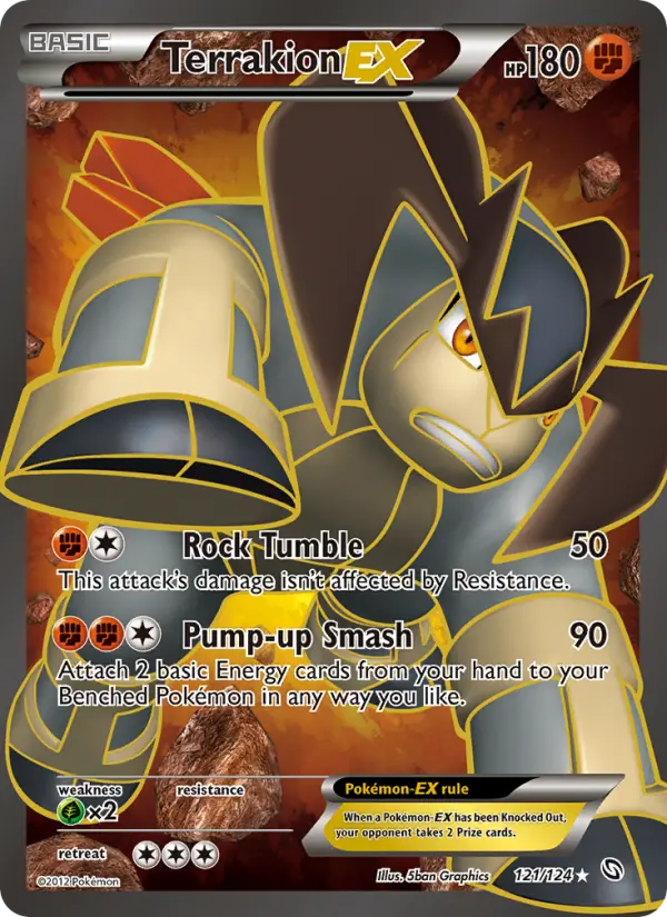 Terrakion-EX 121 — Dragons Exalted 121, Holofoil finish