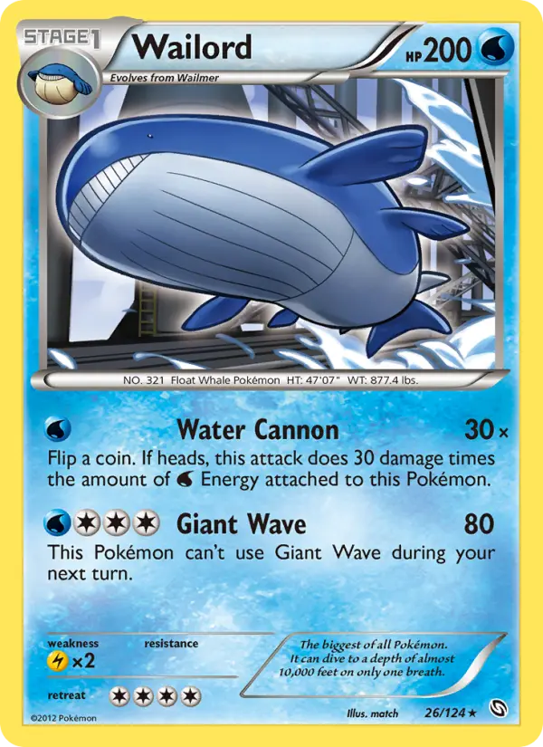 Wailord 26 — Dragons Exalted 26, Holofoil finish