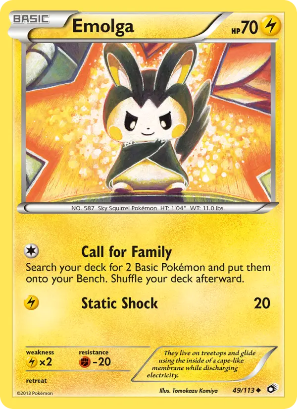 Emolga 49 card from Legendary Treasures