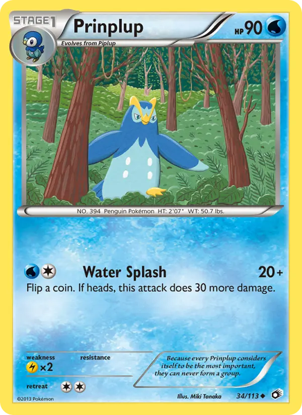 Prinplup 34 card from Legendary Treasures
