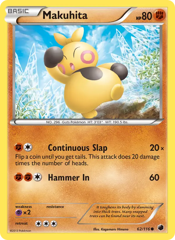 Makuhita 62 card from Plasma Freeze