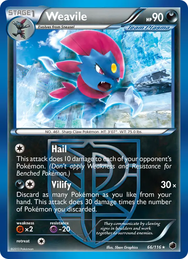 Weavile 66 card from Plasma Freeze