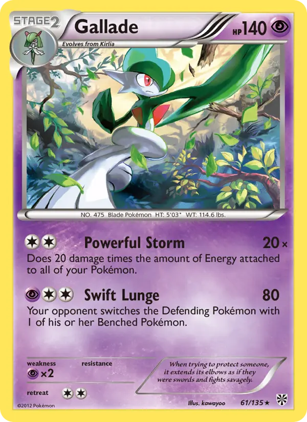 Gallade 61 card from Plasma Storm