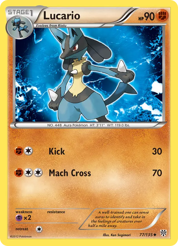 Lucario 77 card from Plasma Storm