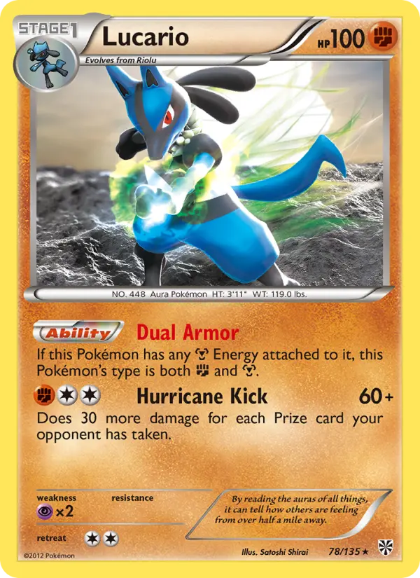 Lucario 78 card from Plasma Storm